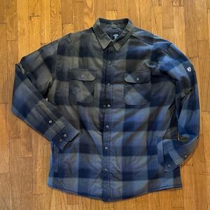 Kuhl Green and Black Plaid Button-Up Shirt Jacket